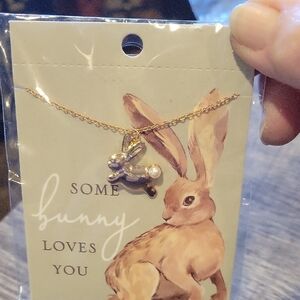 Bunny Goldtone And Pearl Tail On Chain,NWT